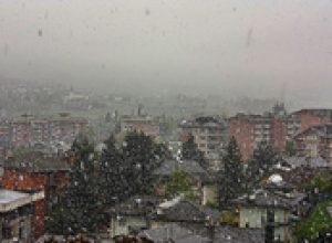 Nevicata di primavera ad Aosta