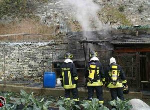 Il capanno dopo l'intervento dei Vigili